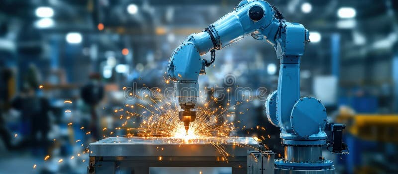 Automated Welding Process in a Factory stock illustration