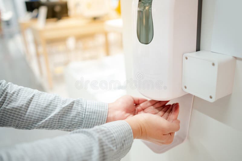 Automatic Alcohol Dispenser in Hospital Stock Photo Image of
