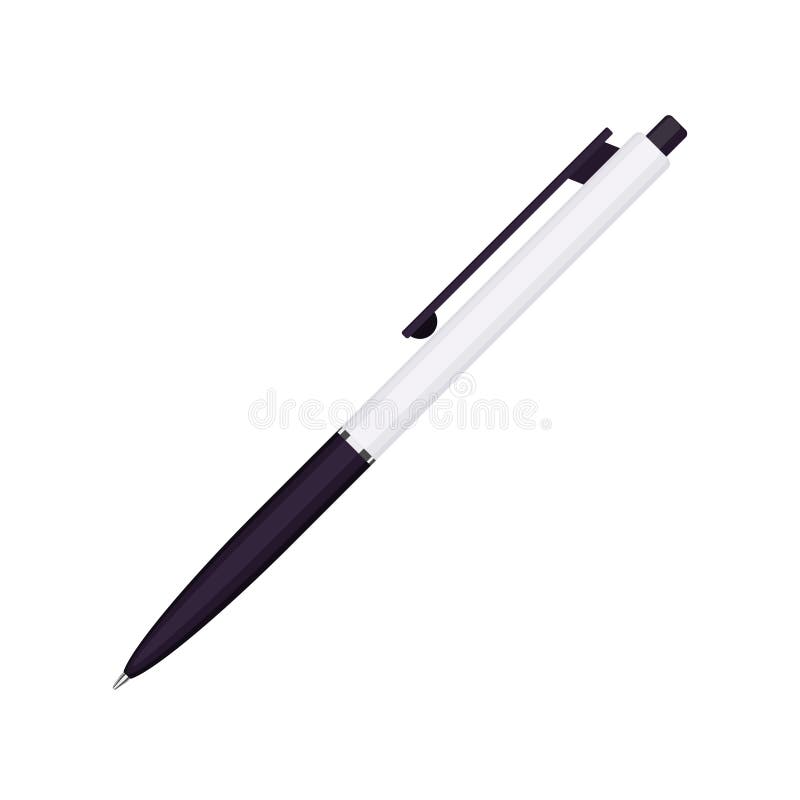 Automatic Ballpoint Pen in Black and White Case Stock Vector