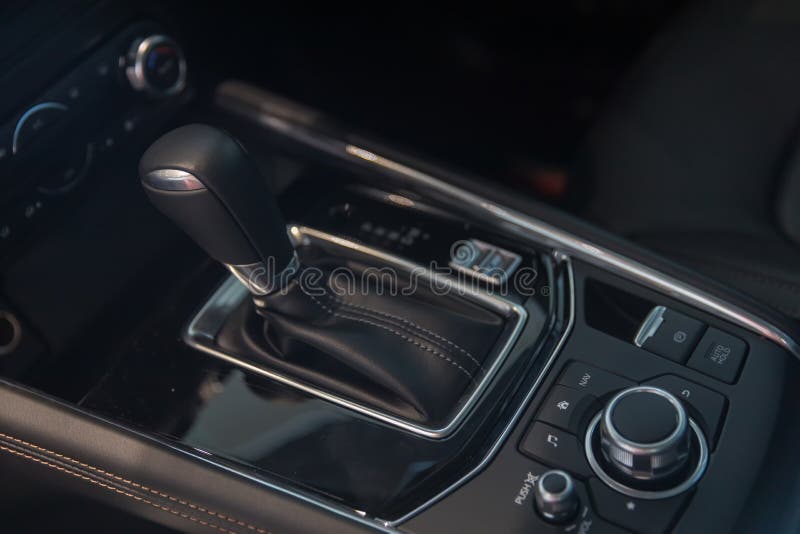 Automatic Gear Stick and Dial Gear Shift Control Inside the Car