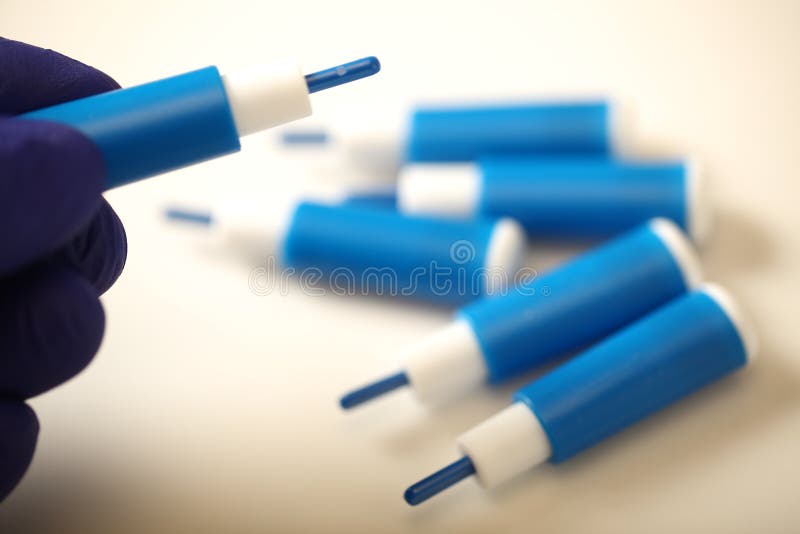 Automatic Lancet for Blood Sampling Analysis Equipment. Stock Image