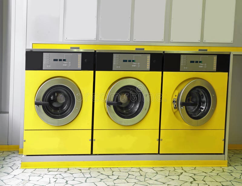 Automatic Launderette with Washers To Washing Stock Photo Image of