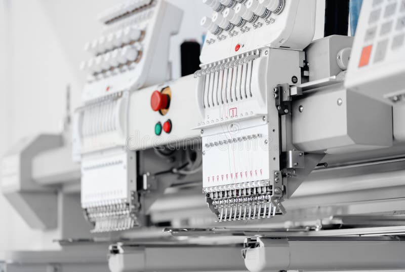 Automatic Machine for Embroidery Patterns on Fabric, Background White