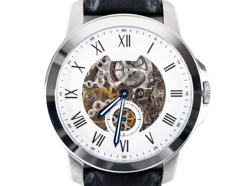 Automatic Men Watch With Visible Mechanism royalty free stock images
