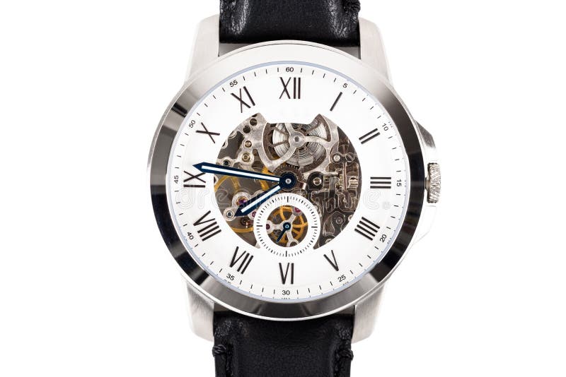 Automatic Men Watch With Visible Mechanism royalty free stock photos