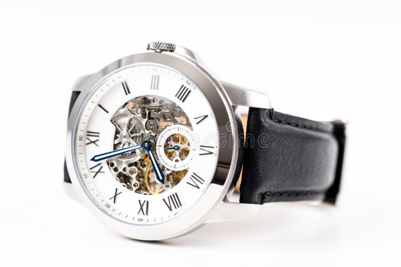 Automatic Men Watch With Visible Mechanism stock photography