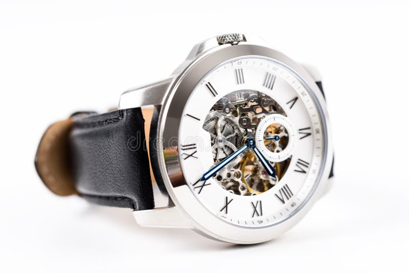 Automatic Men Watch With Visible Mechanism stock photography