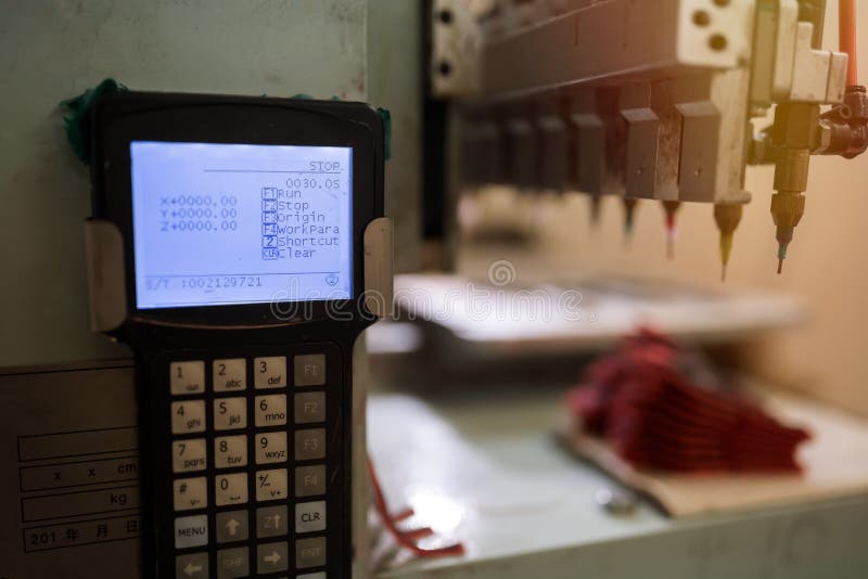 Automatic pattern painting machine stock photo