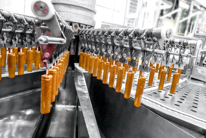 Automatic production line of fruit ice cream royalty free stock photography