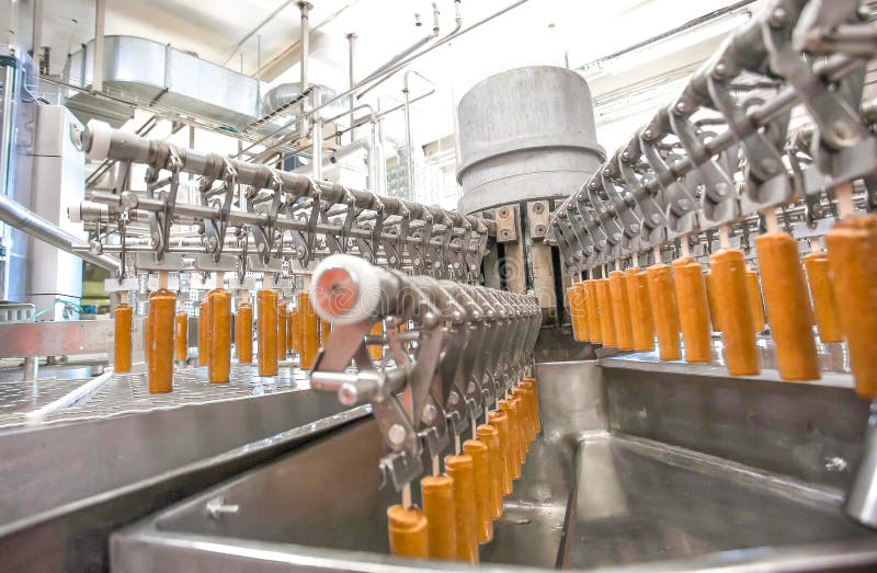 Automatic production line of fruit ice cream royalty free stock image