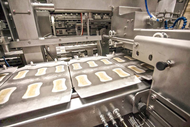 Automatic production line of ice cream royalty free stock photo