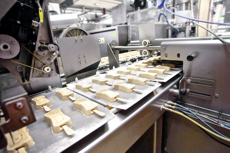 Automatic production line of ice cream royalty free stock image