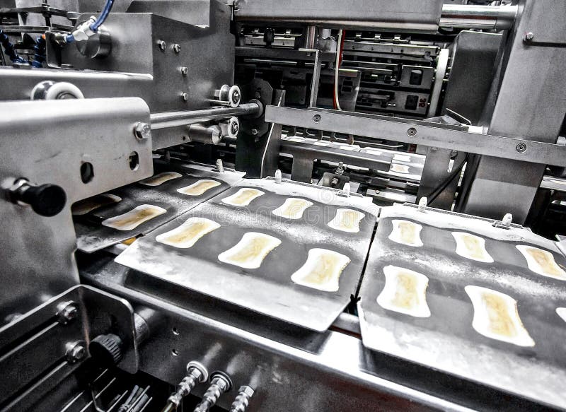 Automatic production line of ice cream stock photo