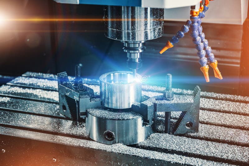 Automatic programmable CNC machine tool for grinding and cutting iron, metal work equipment stock photo