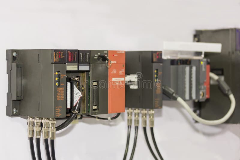Automatic Programmable Logic Controller PLC high precision equipment for industrial stock photography