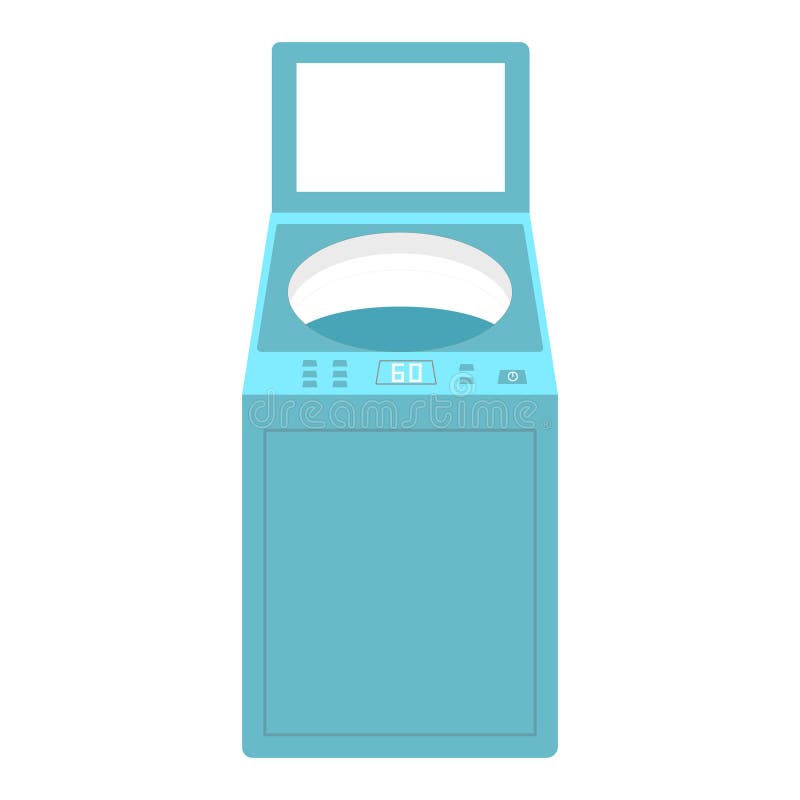 Automatic Top-Loading Washing Machine with Digital Display for home article. Large agitator vectors