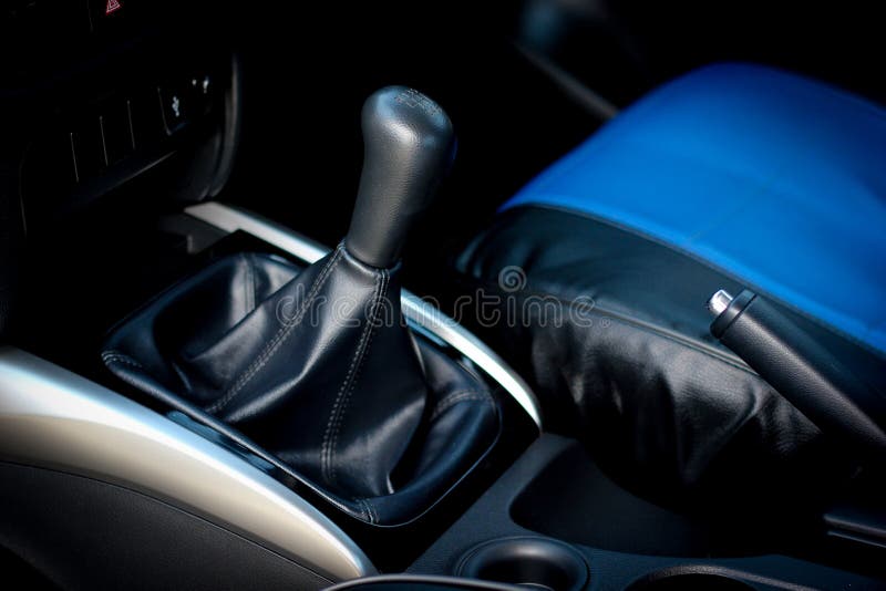 Automatic Transmission Shift Selector in the Car Interior. Closeup a Manual Shift of Modern Car