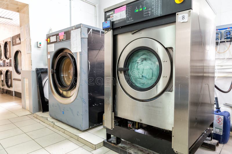 Automatic Washing Machines at Laundry Service Editorial Stock Photo