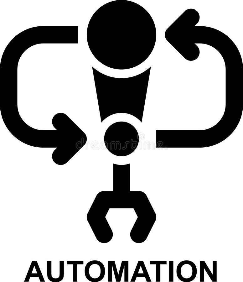 Automation, automatic, autonomous, automated, manufacturing, production solid glyph icon vector illustration