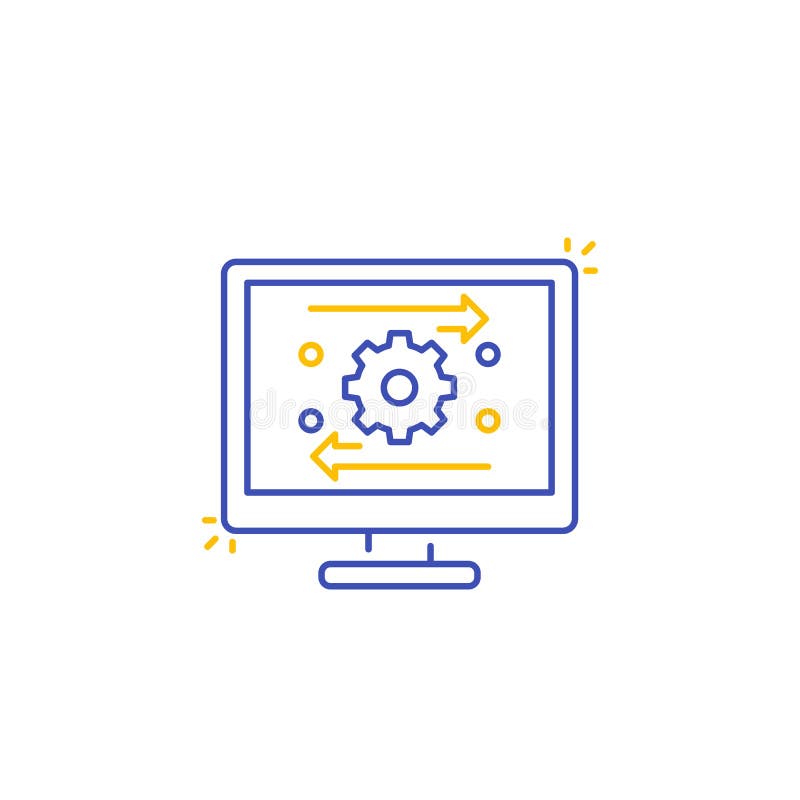 Automation and optimization software line icon royalty free illustration
