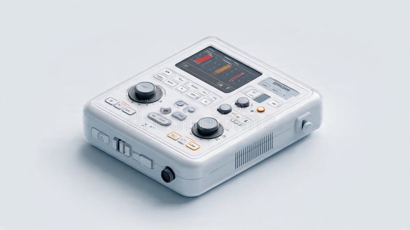 Automatische Externe Defibrillator op witte achtergrond stock illustratie