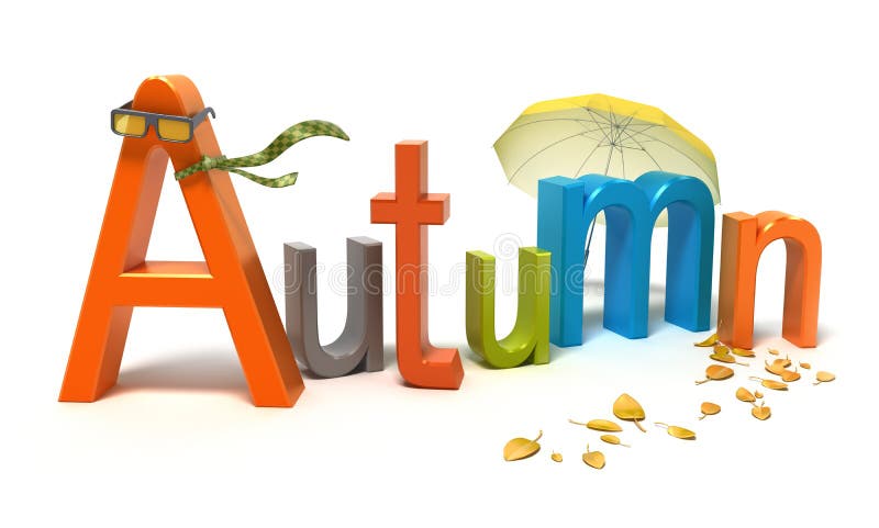 Automne de mot avec les lettres colorées illustration de vecteur Automne de mot avec les lettres colorées illustration de vecteur