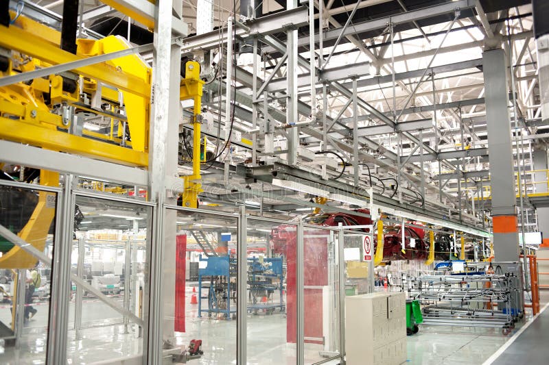 Automobile Assembly Shop Panorama Stock Photo Image of metal, lines