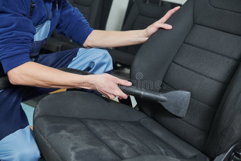 Automobile Detailing. Car Seat Cleaning with Vacuum Cleaner Stock Image -  Image of service, worker: 243544291