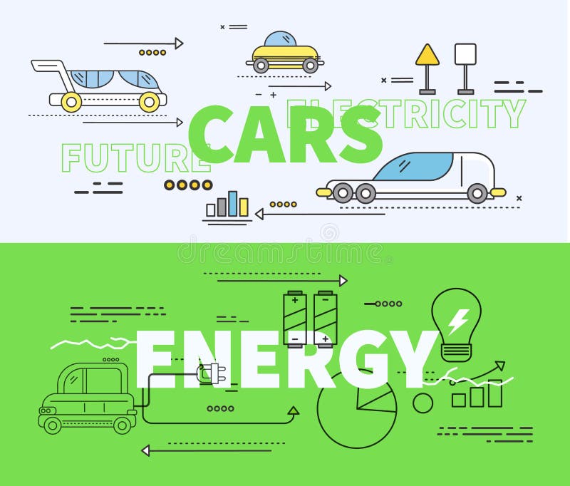 Automobile di elettricità futura di energia illustrazione vettoriale Automobile di elettricità futura di energia illustrazione vettoriale