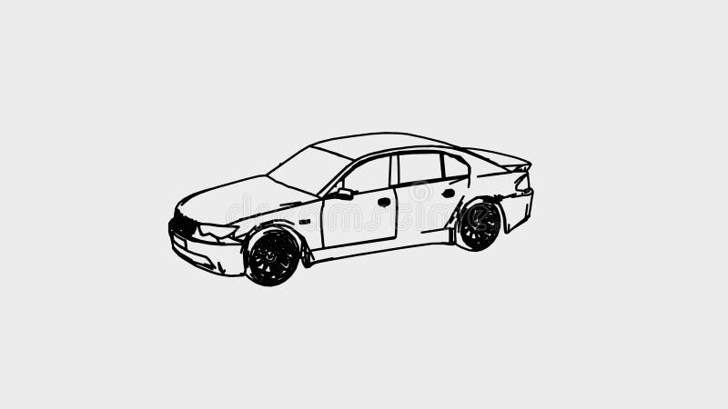 Cartoon Sports Car, Race Car. Line Art Drawing of Car. 3d Render  Illustration View 4 Stock Illustration - Illustration of animation,  expensive: 241537416