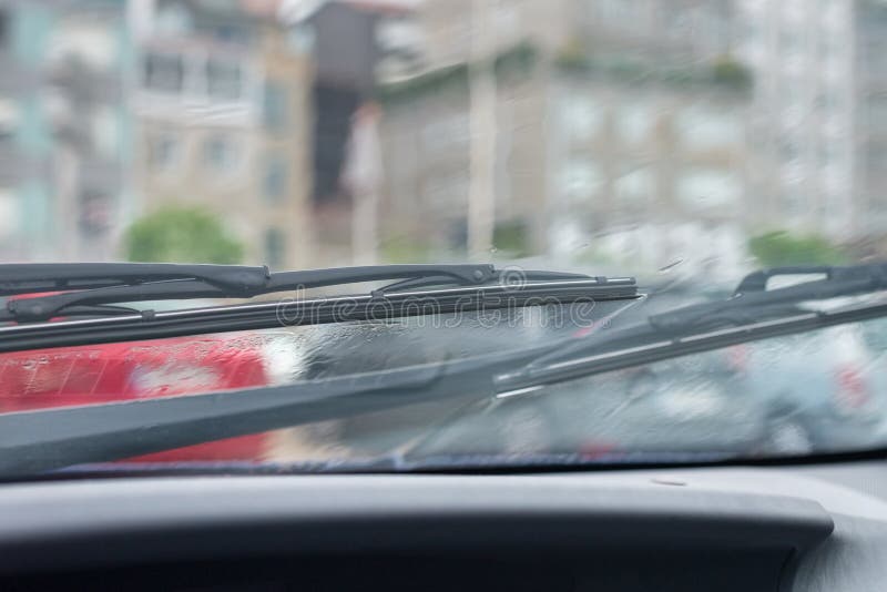 Automobile Windshield Wipers in the Rain Stock Image Image of motion