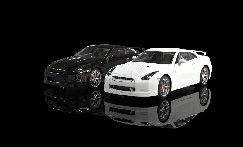 Black and White Cars on Black Background, image shot in ultra high resolution. Black and White Cars on Black Background, image shot in ultra high resolution.