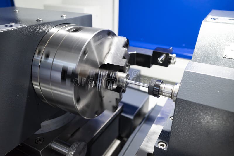 Automotive cnc lathe and cnc grinding part royalty free stock photo
