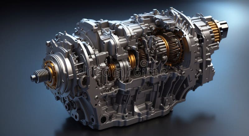 Automotive Transmission Gearbox with Lots of Details Stock Illustration ...