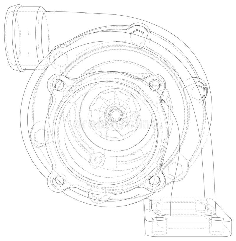 Automotive turbocharger line sketch isolated on... - Stock Illustration  [56081749] - PIXTA