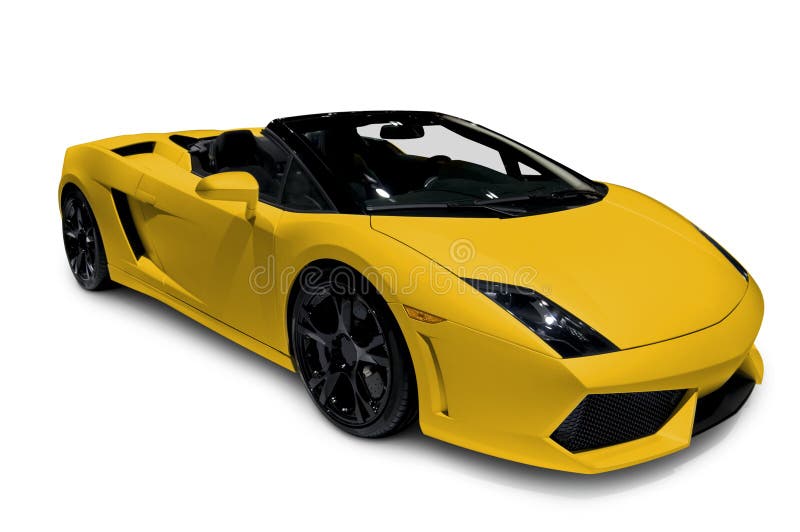 A Yellow Lamborghini Gallardo Roadster with clipping path. See my portfolio for more vehicle images!. A Yellow Lamborghini Gallardo Roadster with clipping path. See my portfolio for more vehicle images!