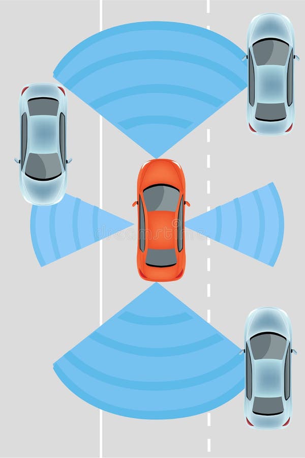 Autonome driverless auto vector illustratie Autonome driverless auto vector illustratie