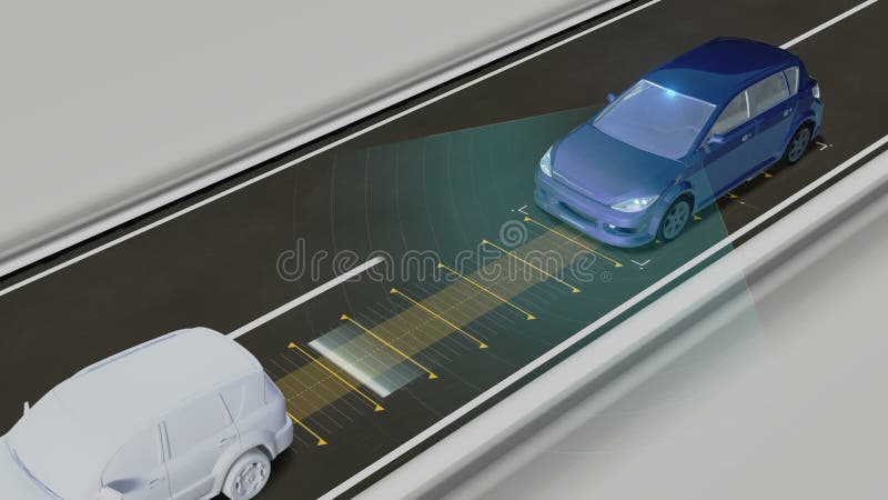 Autonomes Fahrzeug, halten den Autoabstand, automatische treibende Technologie Unbemanntes Auto, IOT schließen Auto an