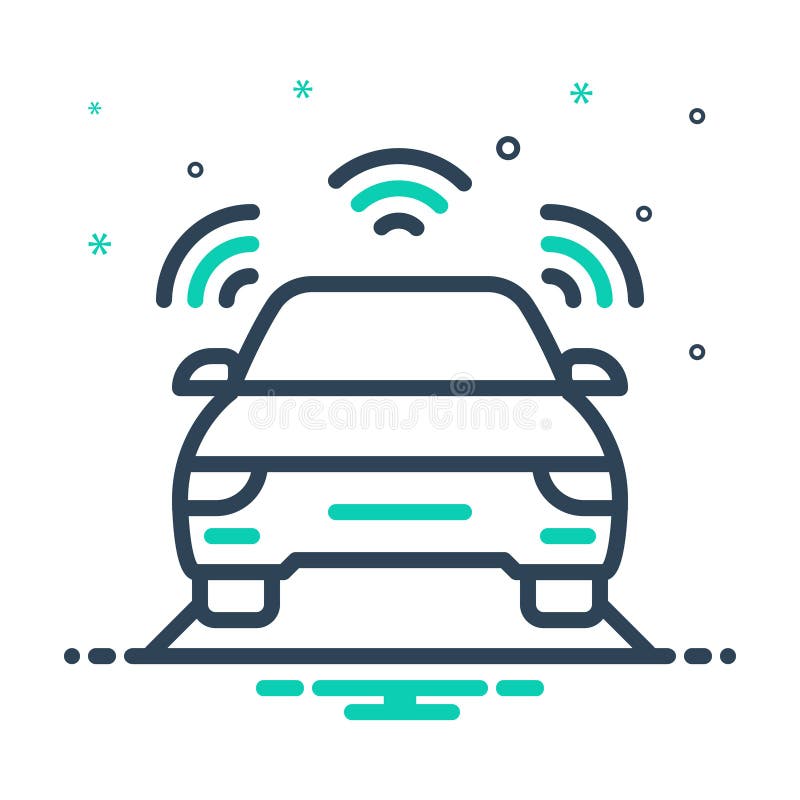 Mix Icon for Autonomous Car, Sensor and Driving Stock Vector Illustration of automatic, symbol