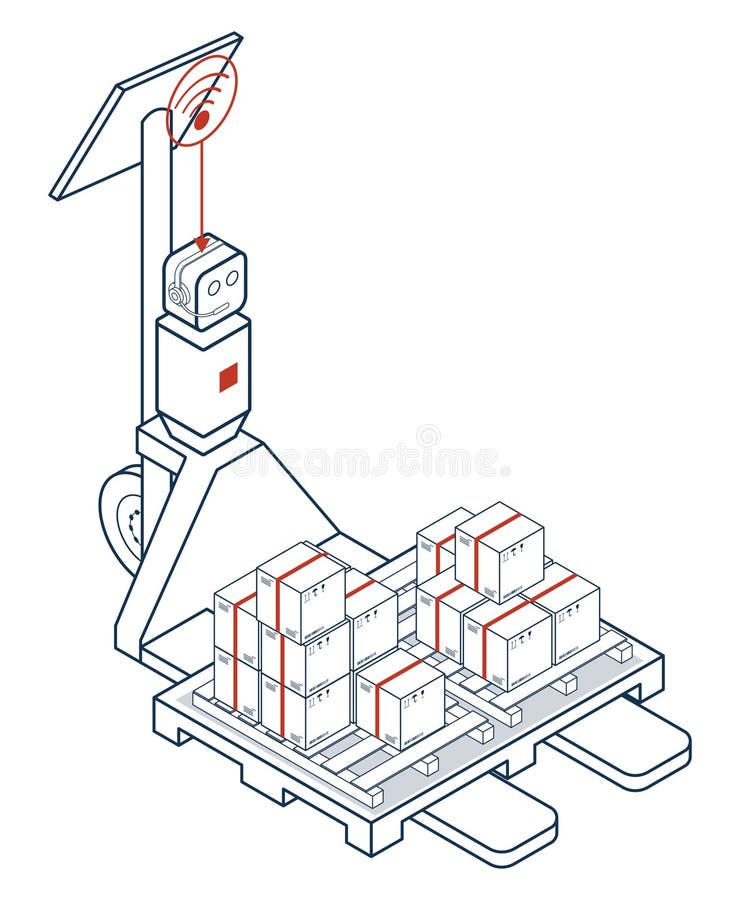 Autonomous Robots in Logistics. Streamlining product delivery from suppliers to customers through automated warehouse operations royalty free illustration