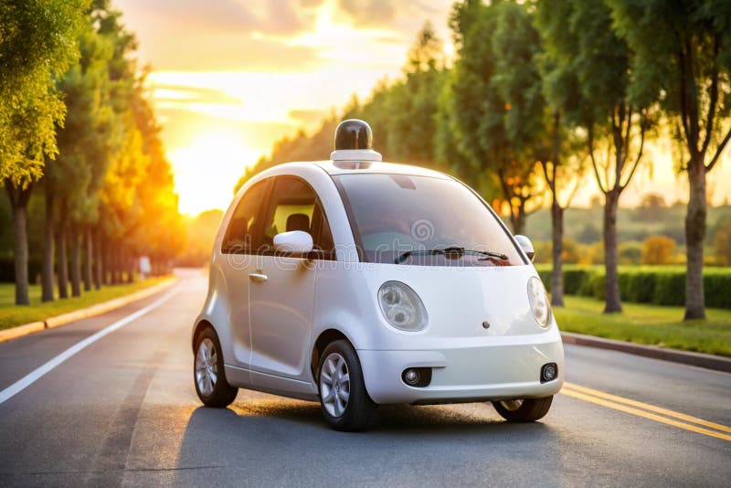 Autonomous Self-Driving Car Powered by AI, Deep Learning, and IoT Technology vector illustration