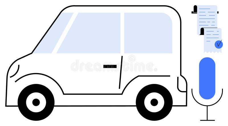 Autonomous Vehicle Control - Voice Command for Future Transportation Systems stock illustration