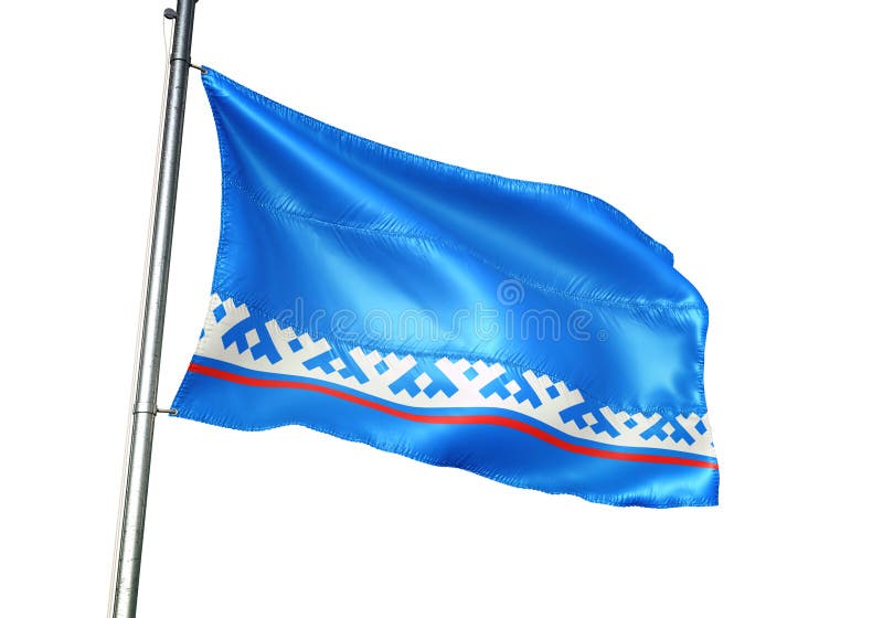Autonoom het Districtsgebied van Yamalnenets van de Vlag van Rusland golven geïsoleerd op witte realistische 3d illustratie als a vector illustratie Autonoom het Districtsgebied van Yamalnenets van de Vlag van Rusland golven geïsoleerd op witte realistische 3d illustratie als a vector illustratie