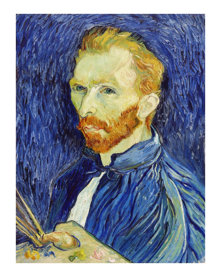 Autoportret ilustracja ściany artystycznej druk i projekt plakatu remix z oryginalnego malarstwa vincent van gogh. rysowanie cyfro ilustracja wektor