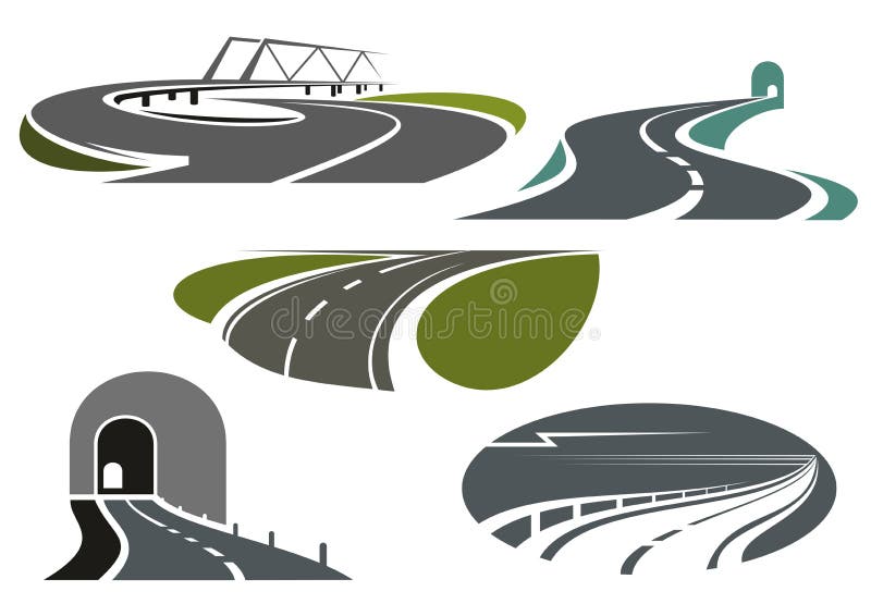 Autostrada, drogi, tunele i most ikony, ilustracji Autostrada, drogi, tunele i most ikony, ilustracji