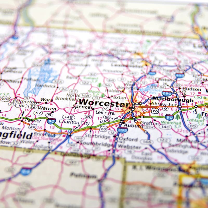 Autostrady Mapa Massachusetts Usa Zdjęcie Stock - Obraz złożonej z