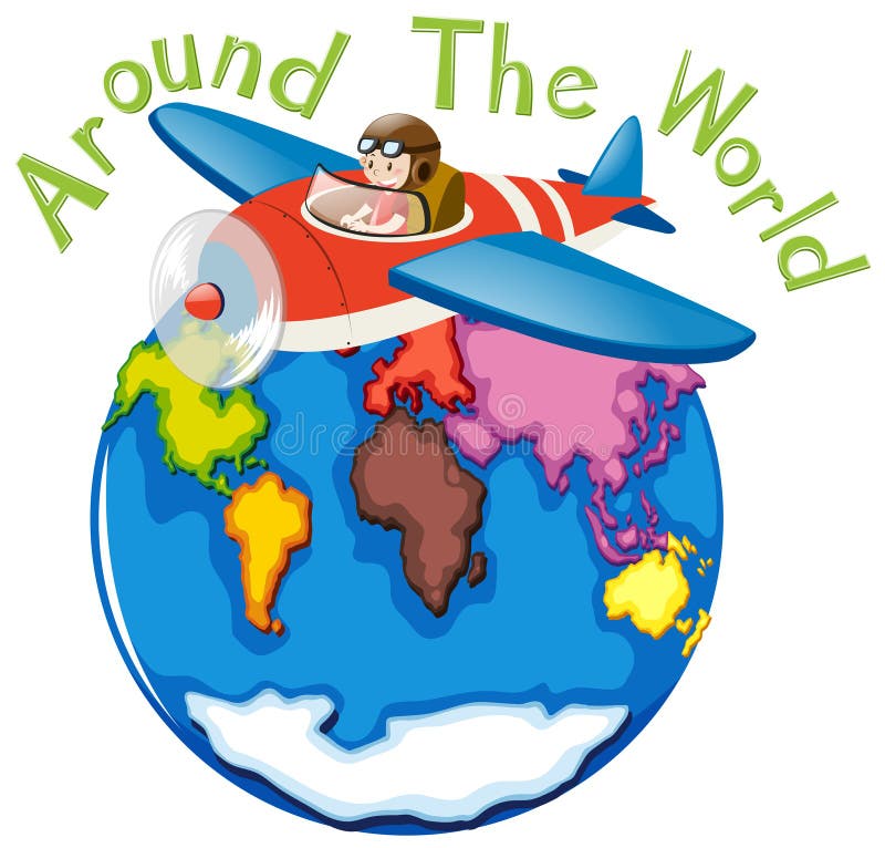 Autour du monde en l'avion illustration stock Autour du monde en l'avion illustration stock