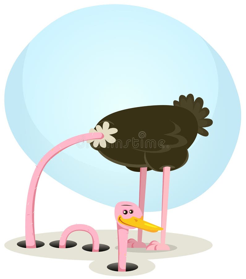 Autruche se cachant et regardant du trou illustration libre de droits Autruche se cachant et regardant du trou illustration libre de droits