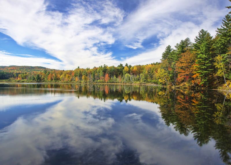 Autumn Adirondack Lake Water Reflections Stock Photo - Image of scene ...