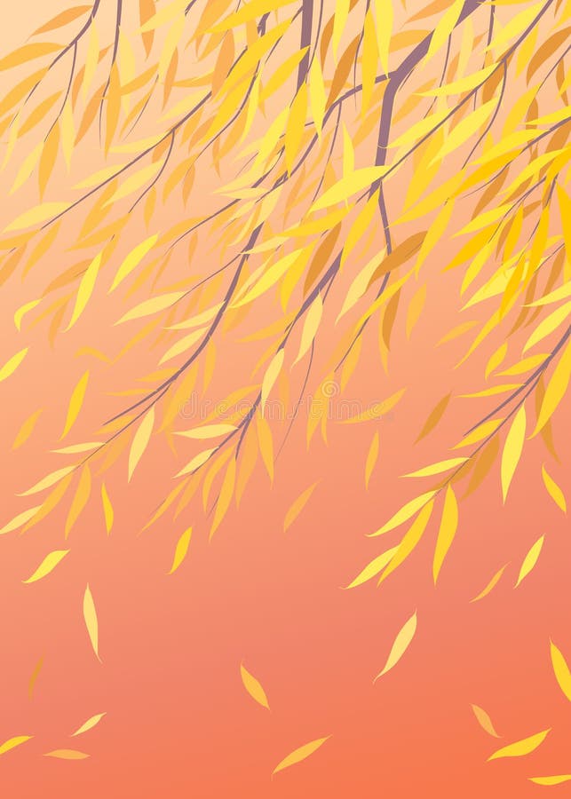 Autumn background with falling yellow leaves